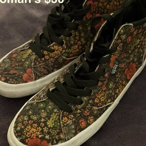 Vans Women's Floral High-Top Sneakers - Black and Orange